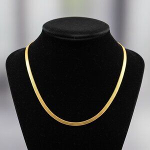 Gold-Tone 6 mm Flat Ion Plated Snake Chain Necklace 19.5" w/Lobster Clasp